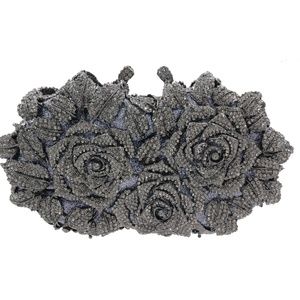 Luyxury Crystal purse Floral 3 Roses Bridal Party